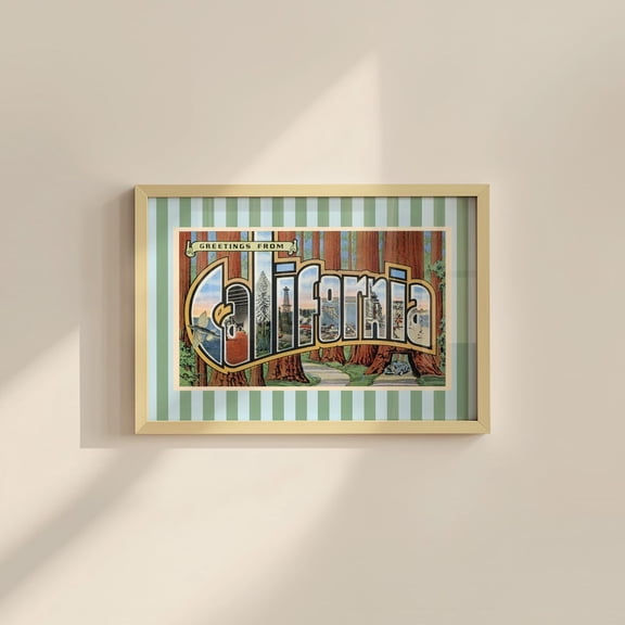 California Striped State Horizontal Wall Art Decor Unframed Paper Print
