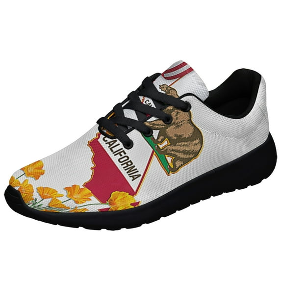 California Stte With California Poppy Shoes Sneakers Black Size 10