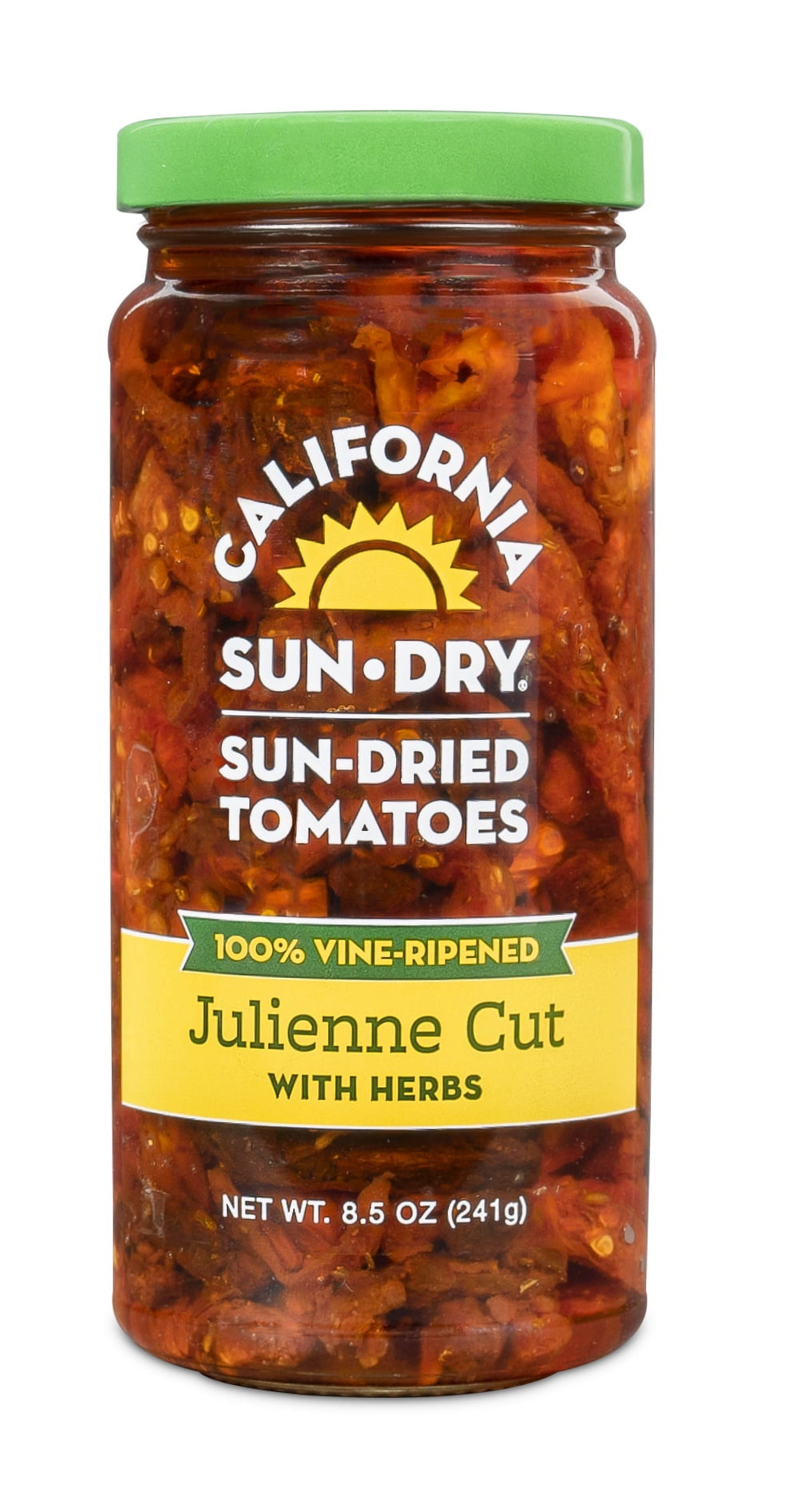 California Sun Dry, Sun-Dried Tomatoes in Oil with Herbs, Julienne Cut, 8.5 oz Jar, Gluten Free