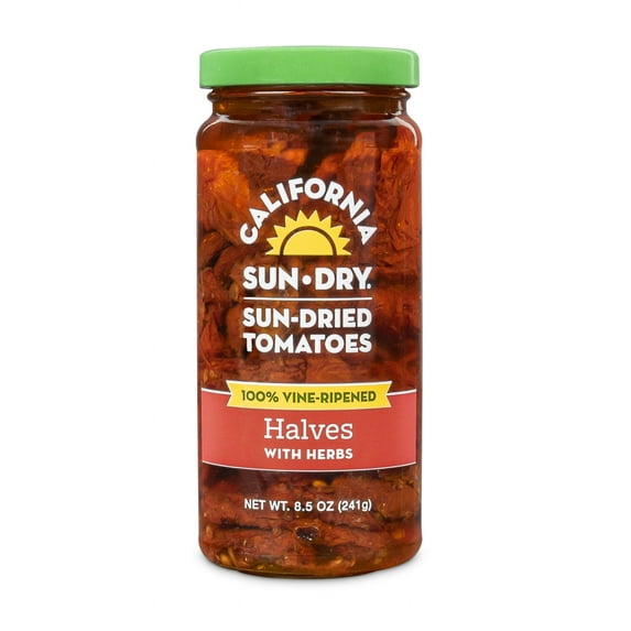 California Sun Dry, Sun-Dried Tomatoes in Oil with Herbs, Halves, 8.5 oz Jar, Gluten Free