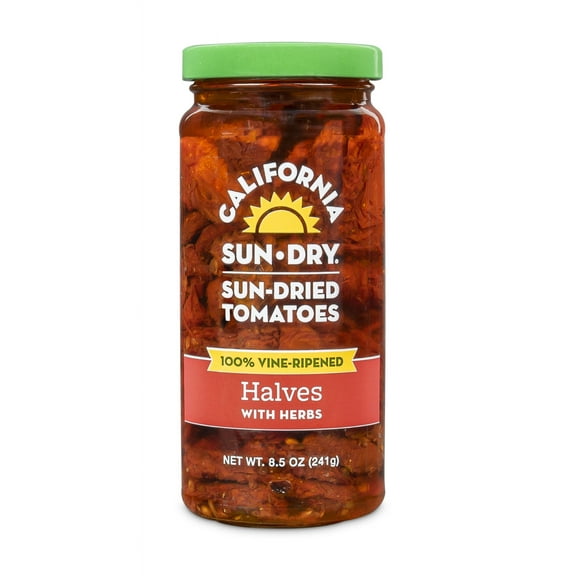 California Sun Dry, Sun-Dried Tomatoes in Oil with Herbs, Halves, 8.5 oz Jar, Gluten Free
