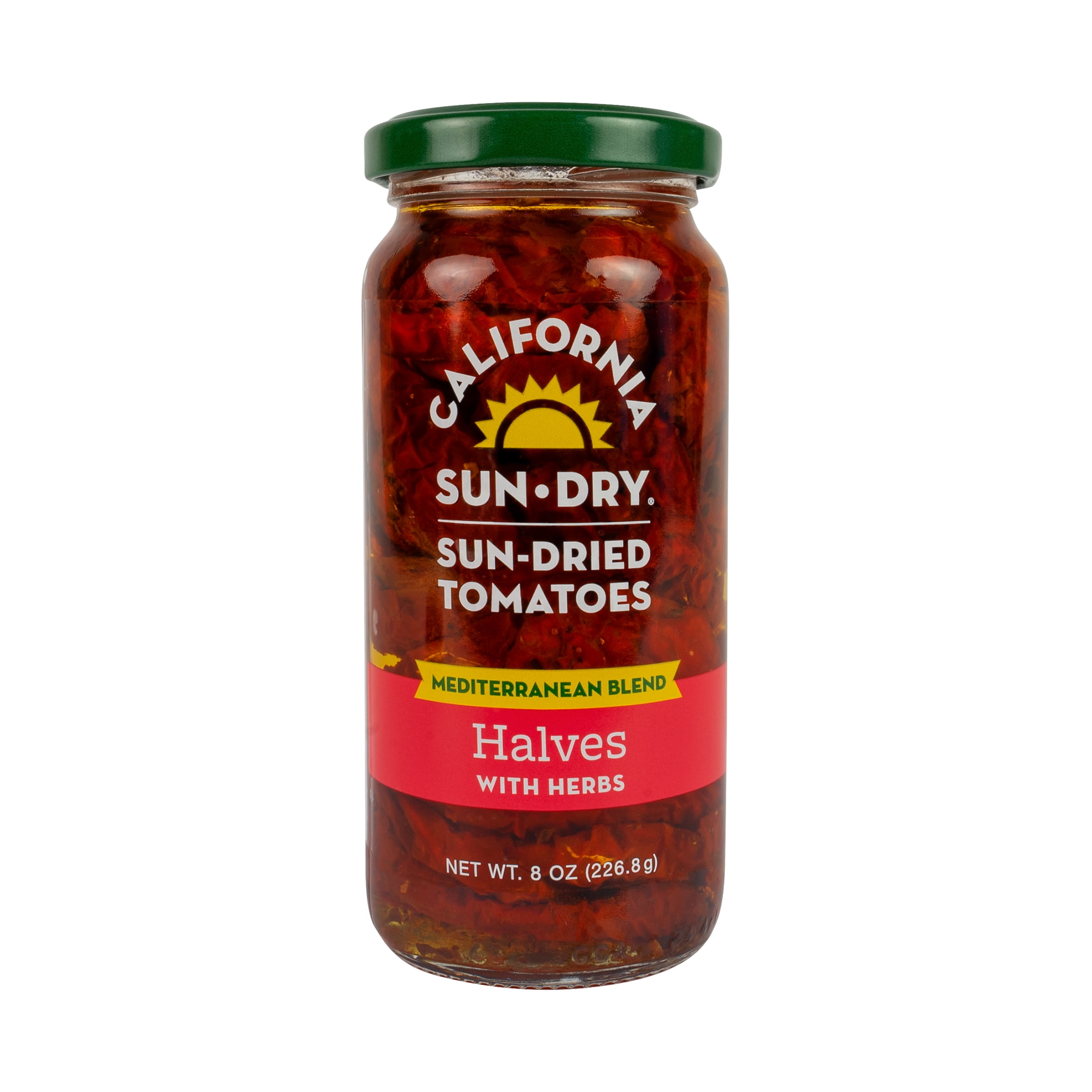 California Sun Dry, Sun-Dried Tomatoes in Oil with Herbs, Halves, 8 oz Jar, Gluten Free