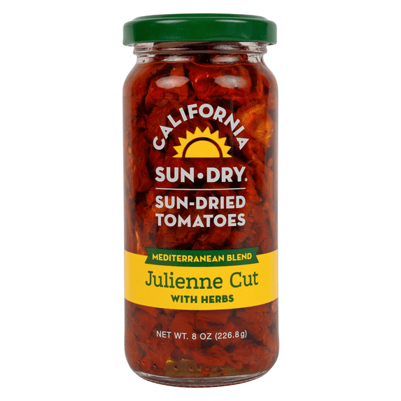 California Sun Dry, Sun-Dried Tomatoes in Oil with Herbs, Julienne Cut, 8 oz Jar
