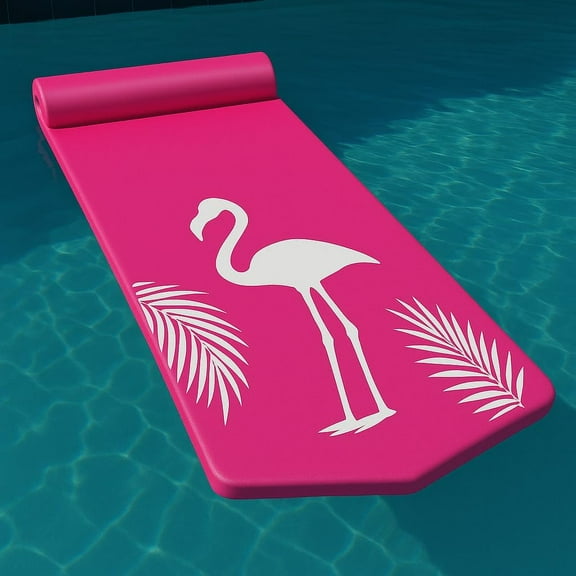 California Sun Luxury Vinyl-Dipped Pool Float with Built-in Pillow – Soft Closed-Cell Foam Lounger for Adults, Unsinkable Water Mat for Pool or Lake (Pink Flamingo)