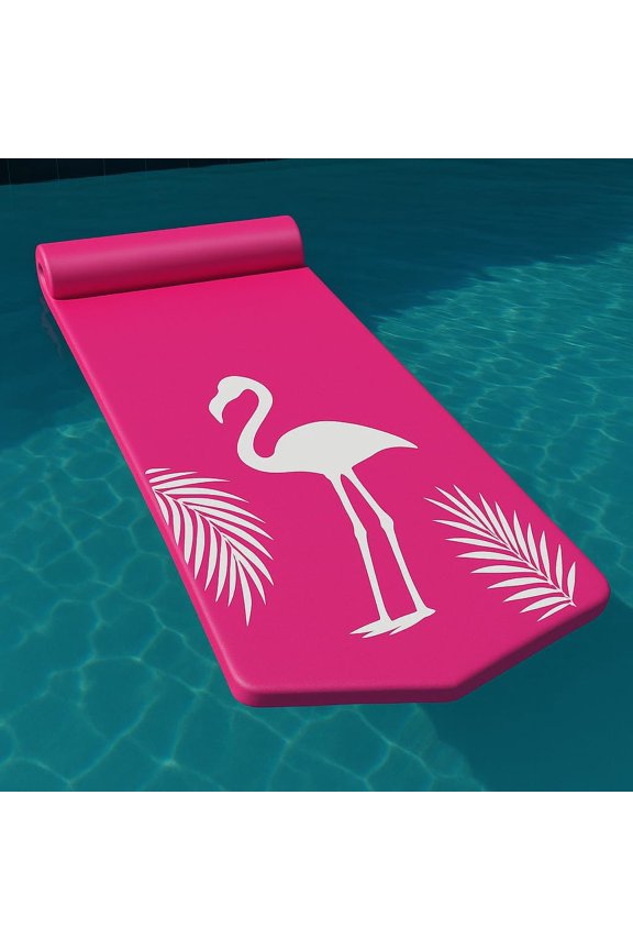 California Sun Luxury Vinyl-Dipped Pool Float with Built-in Pillow – Soft Closed-Cell Foam Lounger for Adults, Unsinkable Water Mat for Pool or Lake (Pink Flamingo)