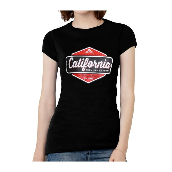 California Sun Surf Fun Womens Short-Sleeve T-Shirt - Black - 2X-Large