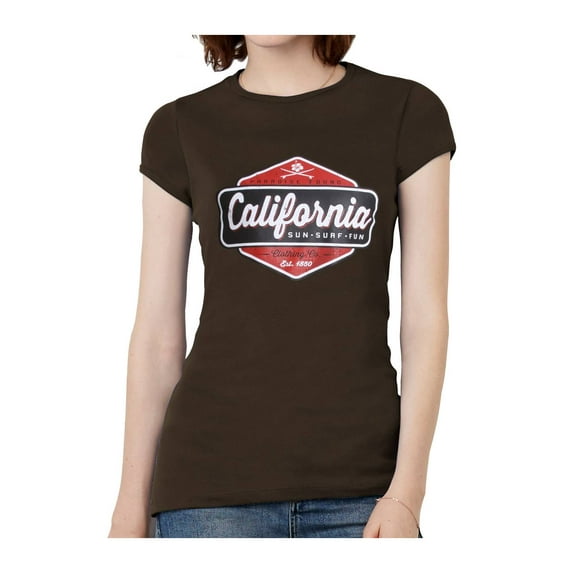 California Sun Surf Fun Womens Short-Sleeve T-Shirt - Brown - Small
