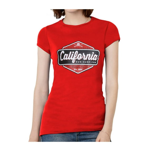 California Sun Surf Fun Womens Short-Sleeve T-Shirt - Red - Medium