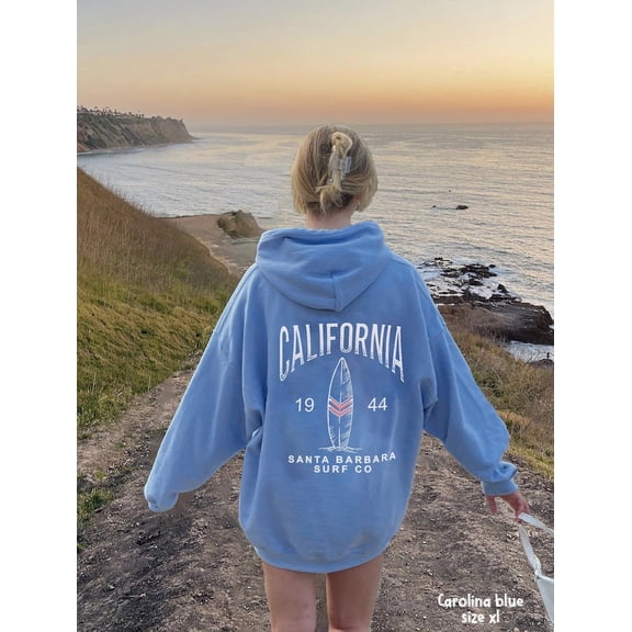 California Surf Aesthetic Hoodie Sweatshirt with Oversized Beach Bum Style, Trendy Coastal Casual Wear Comfort Colors Unisex Cotton Hoodie, Sizes S–5XL