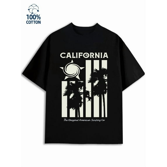 California Surf Tee men's city 180G 100% Cotton black short new york Casual Unisex Shirt Graphic Tee tshirts Vintage Unisex Shirt Graphic tshirts Original Unisex Shirt Cotton tshirts