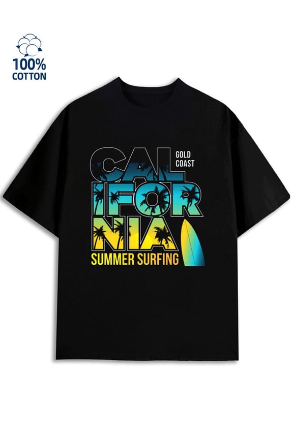 California Surf Tee mens Los Angeles 180G 100% Cotton black cut 79 Fashion Unisex Shirt Graphic Tee tshirts Funny Unisex Shirt Graphic tshirts Vintage Unisex Shirt Short Sleeve tshirts