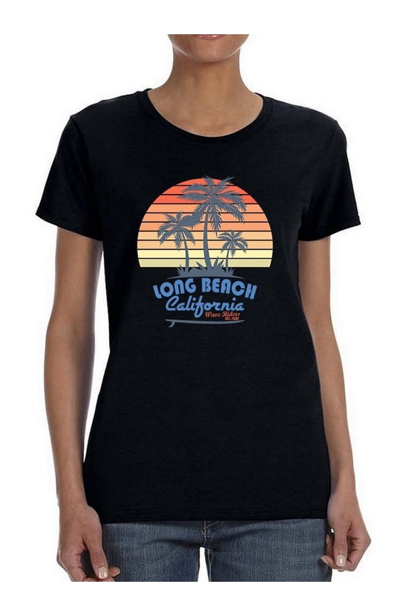 California Surfer Sunset Shaped T-Shirt Women -Image by Shutterstock, Female Small