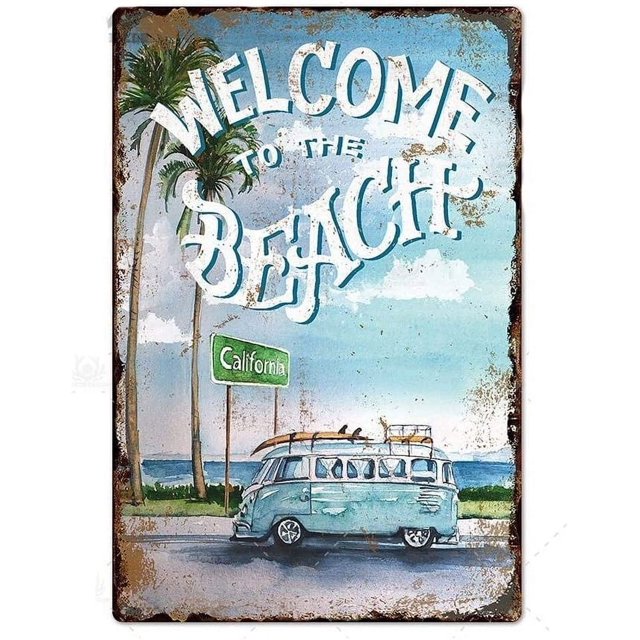 California Surfer to The Beach Surfing Surf Van Surfboard