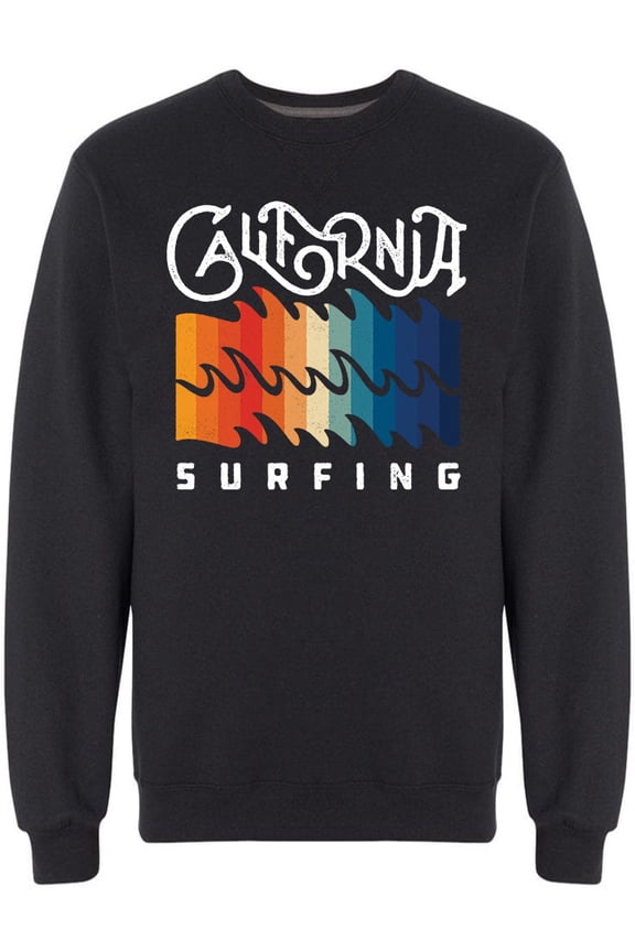 California Surfing Beach Waves Sweatshirt Men -Image by Shutterstock, Male x-Large