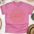 thumbnail image 1 of California Surfing T-Shirt Los Angeles Pacific Ocean Graphic Tee, Heliconia, Size 5XL, 1 of 6