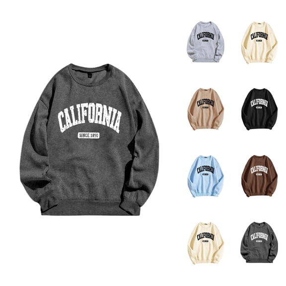 California Sweatshirts for Women Long Sleeve Crewneck Casual Sweatshirt Pullover Tops Fall Winter Outfits Streetwear