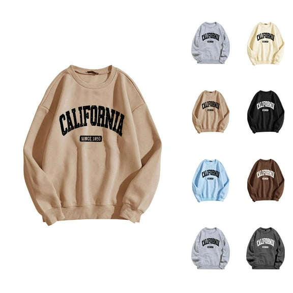 California Sweatshirts for Women Long Sleeve Crewneck Casual Sweatshirt Pullover Tops Fall Winter Outfits Streetwear