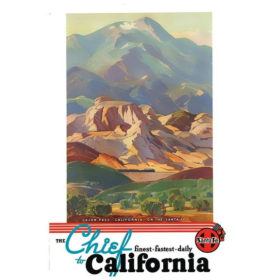 California - The Chief Railway - Vintage Travel Poster (11x17Inches)