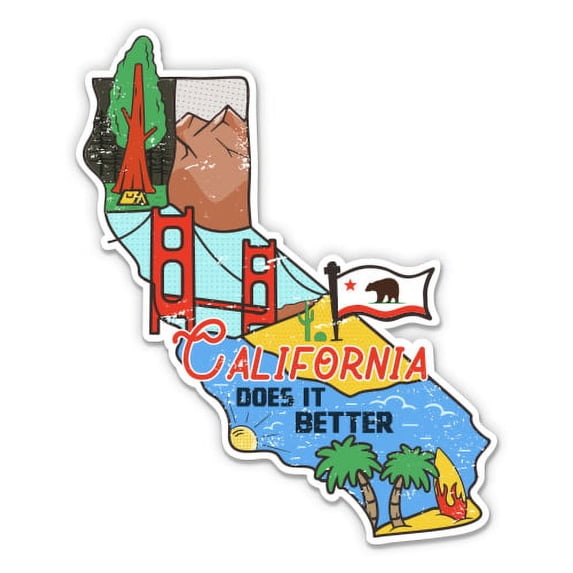 California Travel Tourist Visit - 12" Vinyl Sticker Waterproof Decal