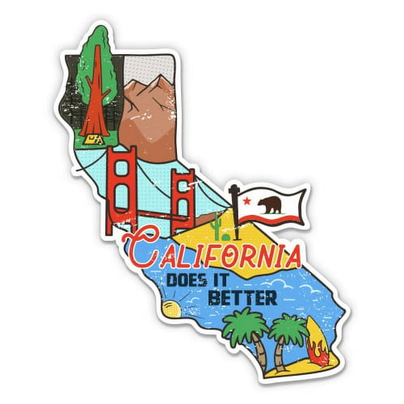 California Travel Tourist Visit - 8" Vinyl Sticker - For Car Laptop I-Pad - Waterproof Decal