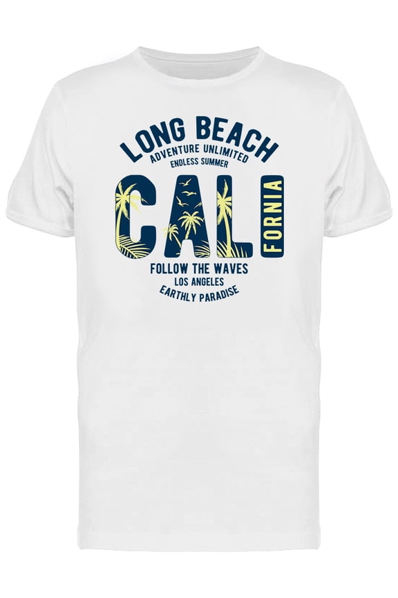California Typography Long Beach T-Shirt Men -Image by Shutterstock, Male x-Large