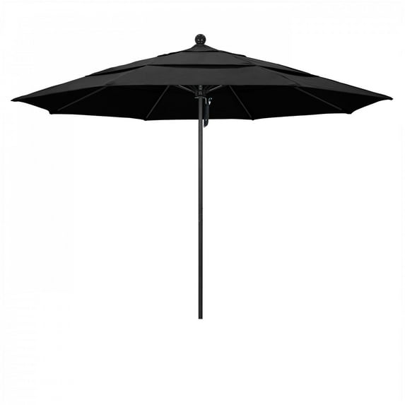 California Umbrella 107" Black Solid Print Octagon Market Patio Umbrella