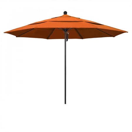 California Umbrella 107" Orange Solid Print Octagon Market Patio Umbrella