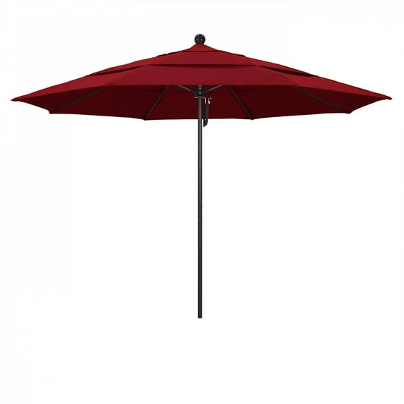 California Umbrella 107" Red Solid Print Octagon Market Patio Umbrella