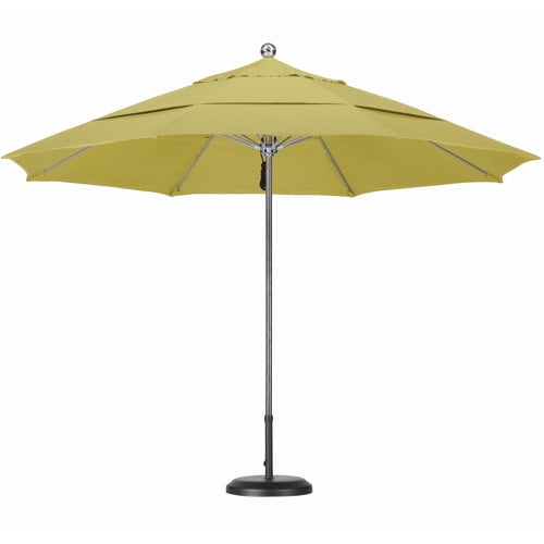 California Umbrella 11' Allure Series Patio Umbrella With Stainless Steel Pole Fiberglass Ribs Pulley Lift With Sunbrella 2A Wheat Fabric