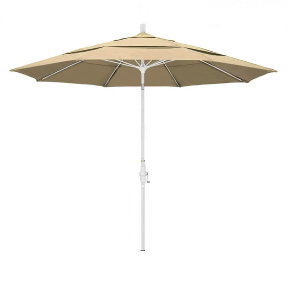 California Umbrella 11 Fiberglass Market Umbrella Collar Tilt DV Matted White-Olefin-Antique Beige