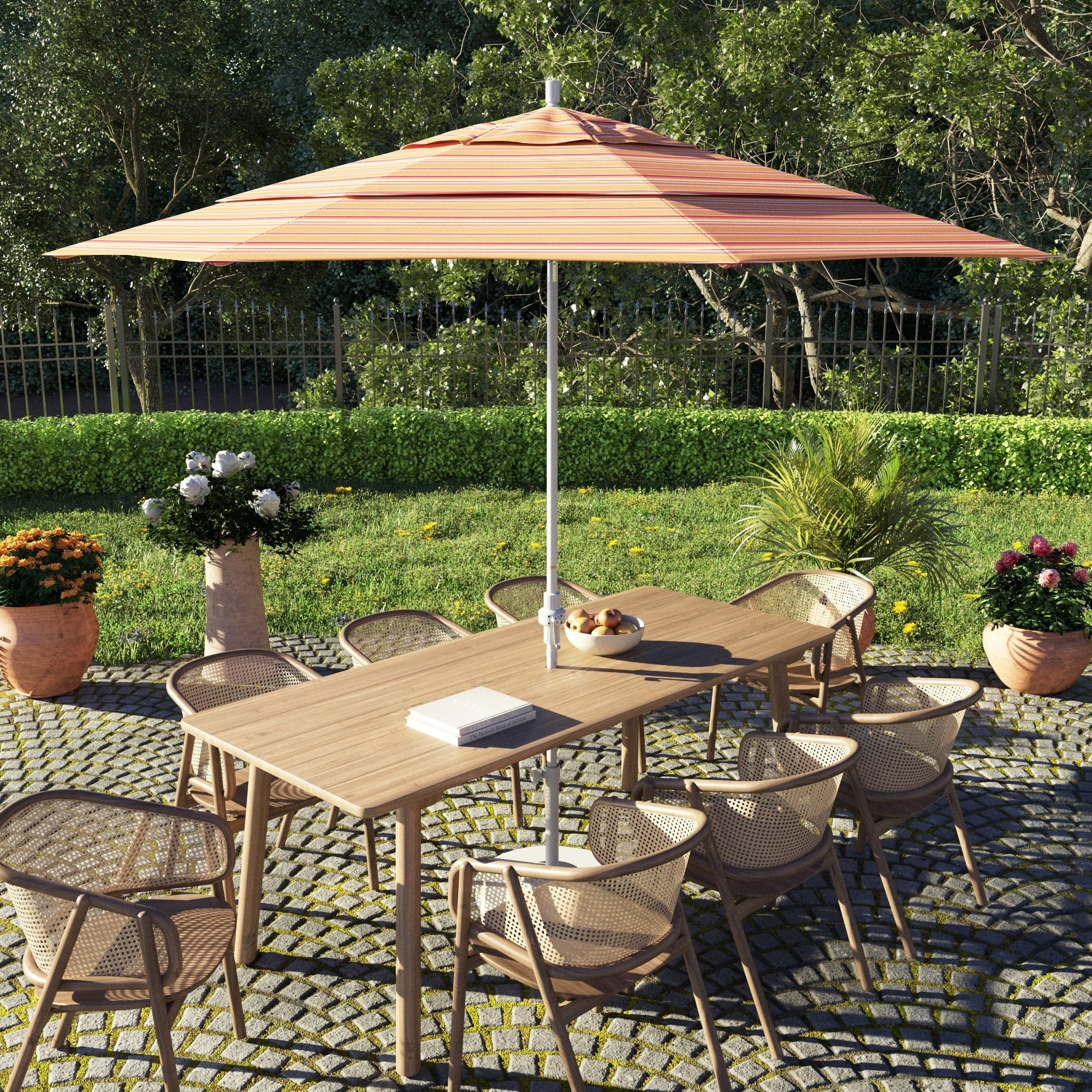 4 person patio dining set with umbrella Tangkula 4-Person Outdoor Dining Table, 42.5 Acacia Wood Patio Table with 1.9 Umbrella Hole