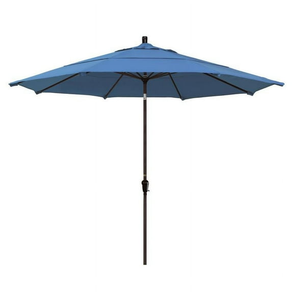 California Umbrella 11' Patio Umbrella in Olefin Frost Blue/Bronze