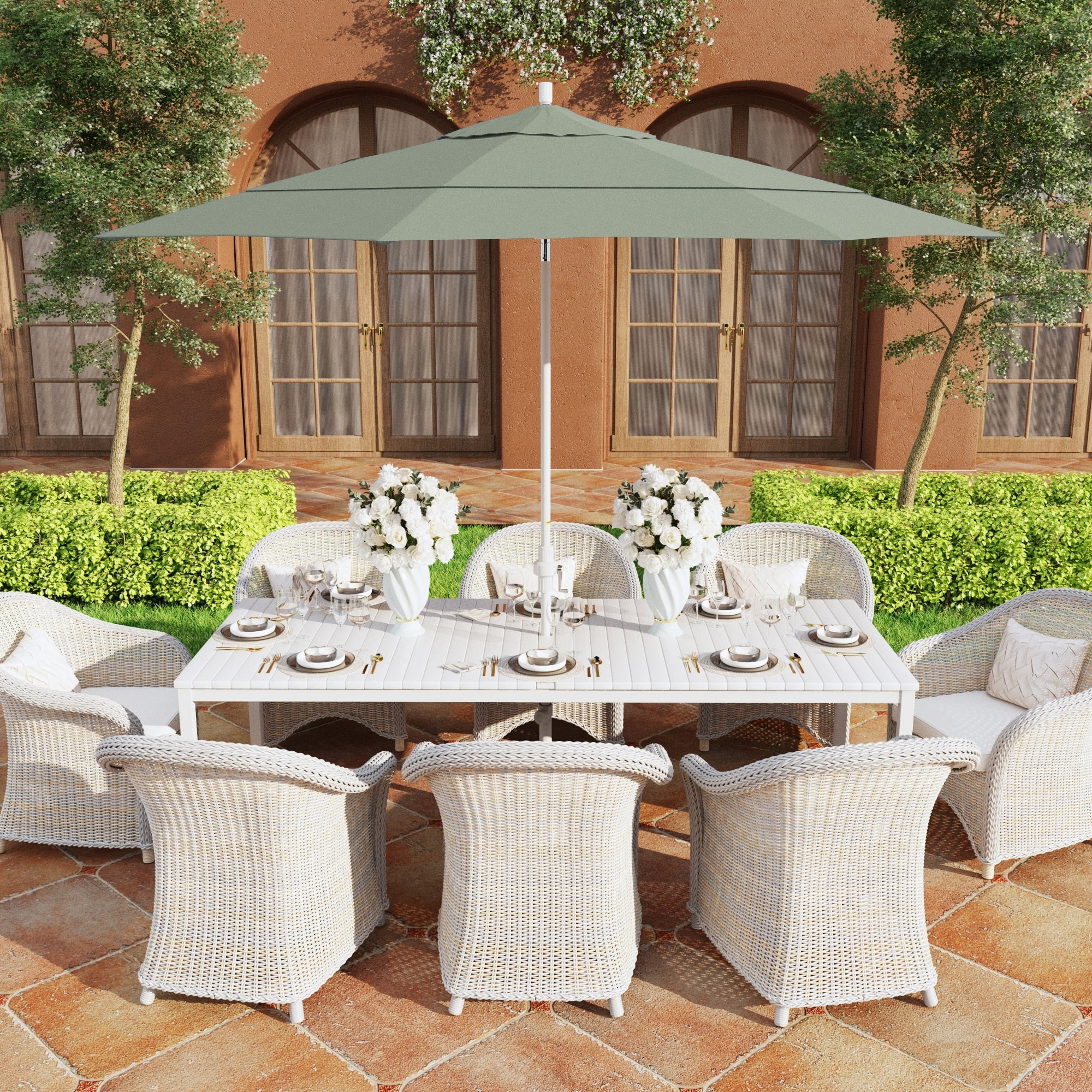 double layer patio umbrella Nuu Garden 15 ft. Double-Sided Patio Umbrella with Umbrella Base, 2  Sandbags at Tractor Supply Co