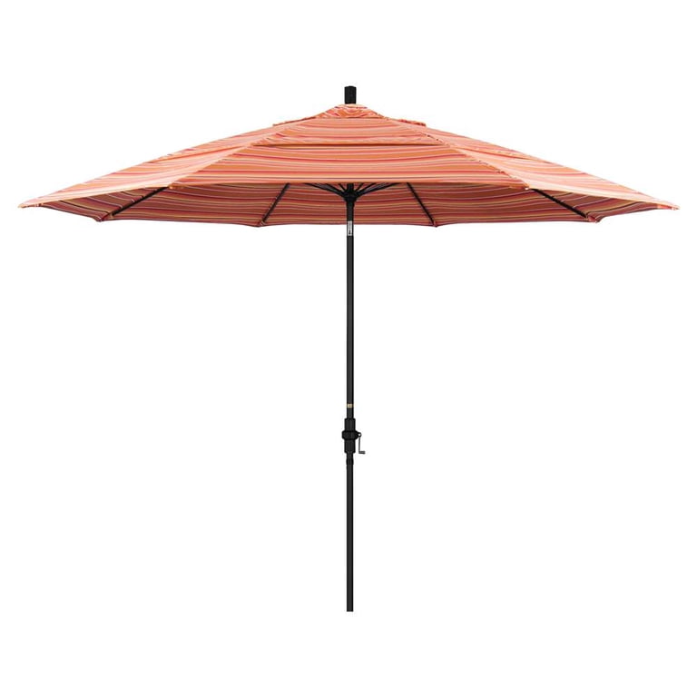 california umbrella 11'rd. wooden patio umbrella California Umbrella 11' Rd. Alum/Fiberglass Rib Patio Umb,Crank Lift/Collar  Tilt, Dbl Wind Vent, Black Finish, Sunbrella Fabric Dolce Mango
