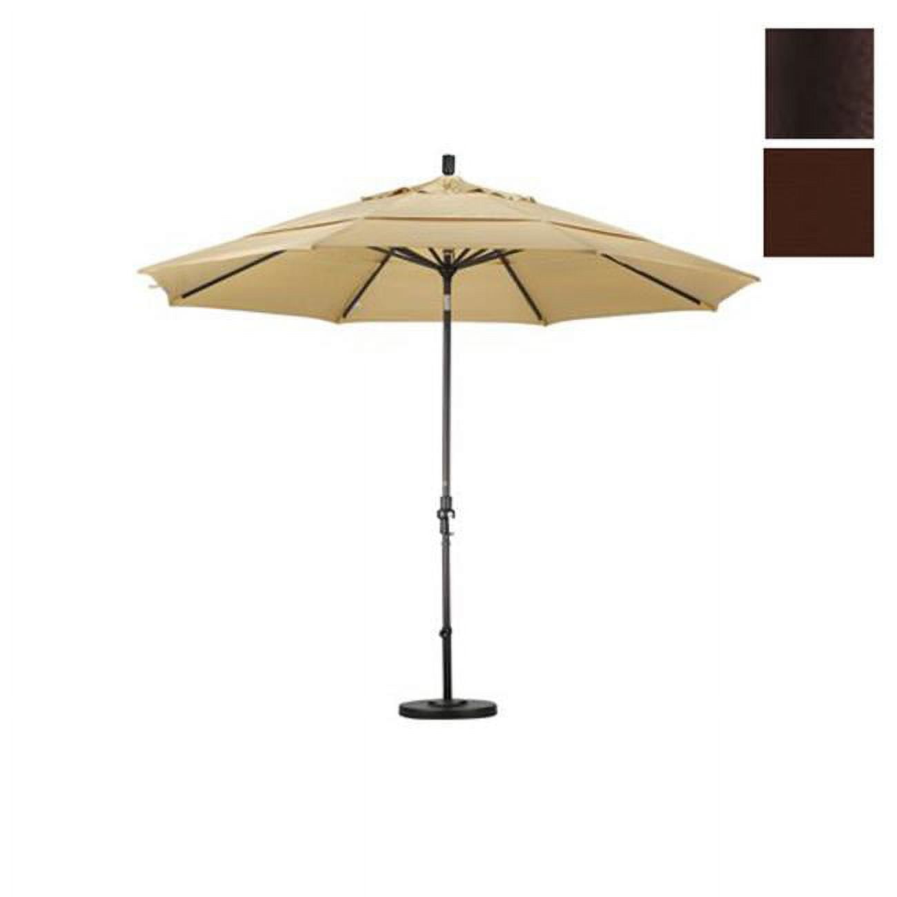 california umbrella 11'rd. wooden patio umbrella 11' Round Crank Lift, Collar Tilt, Aluminum Pole, Fiberglass Rib Umbrella, Bronze Finish, Hunter Green premium solution dyed acrylic Sunbrella fabric provides UV and water resistant shade beneath its 11 California Umbrella 11 ft. Madera