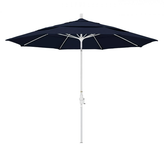 California Umbrella 11' Sun Master Olefin Tilt Crank Lift Patio Umbrella in Navy