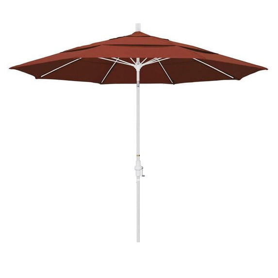 California Umbrella 11 ft. Fiberglass Market Umbrella Collar Tilt DV Matted White-Olefin-Terracotta