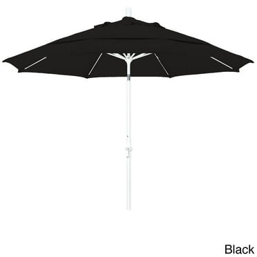 California Umbrella  11' Rd. Alum/Fiberglass Rib Patio Umb,Crank Lift/Collar Tilt, Dbl Wind Vent, White Finish, Pacifica Fabric Black