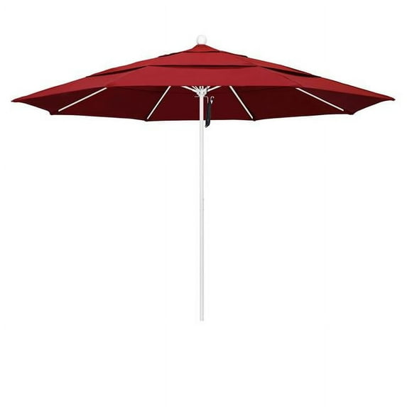 California Umbrella 11 ft. Fiberglass Market Umbrella PO DVent MWhite-Olefin-Red