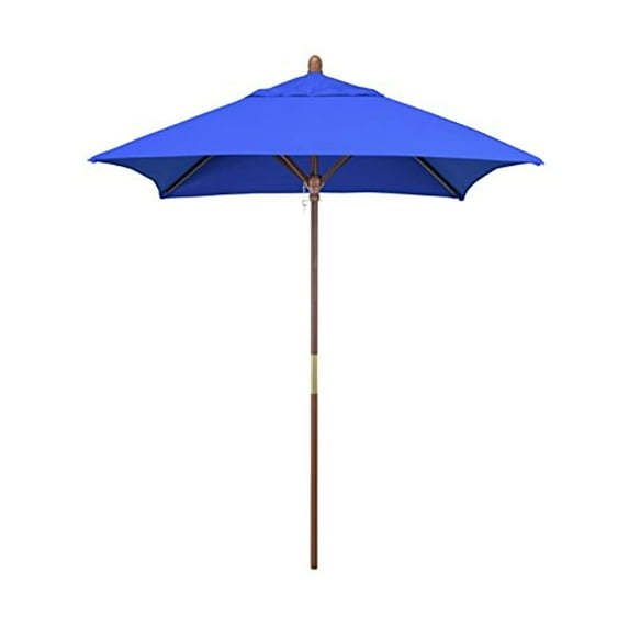 California Umbrella 6' Grove Series Patio Umbrella With Wood Pole Hardwood Ribs Push Lift With Sunbrella 1A Pacific Blue Fabric