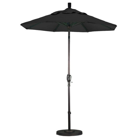 California Umbrella 6' Rd. Aluminum Patio Umbrella, Crank Lift, Push Button Tilt, Sunbrella fabric, Bronze Finish Black