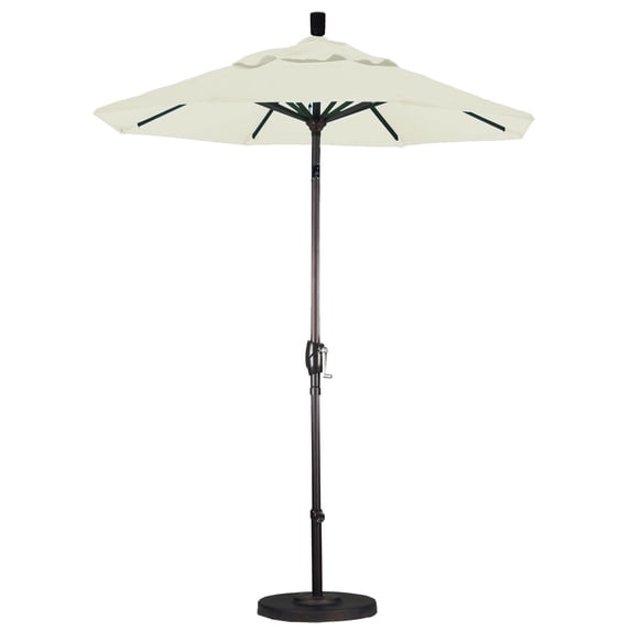 California Umbrella 6' Rd. Aluminum Patio Umbrella, Crank Lift, Push Button Tilt, Sunbrella fabric, Bronze Finish Natural