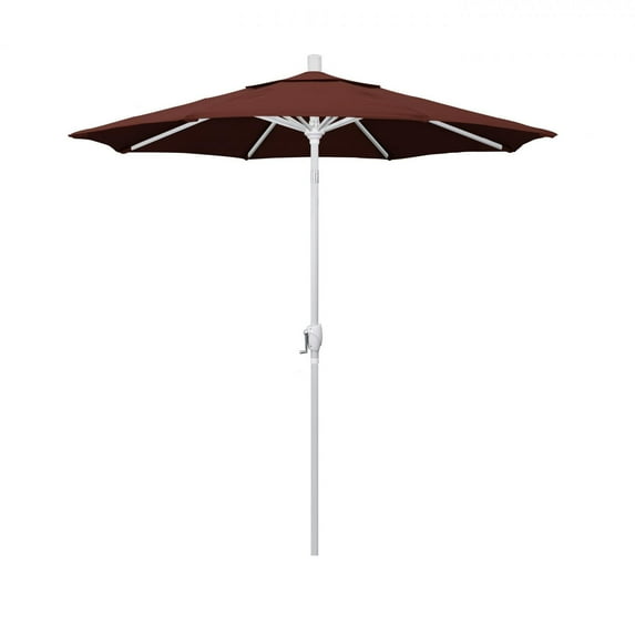 California Umbrella 7.5 Ft. Octagonal Aluminum Push Button Tilt Patio Umbrella W/ Crank Lift & Aluminum Ribs - Matted White Frame / Sunbrella Canvas Henna Canopy