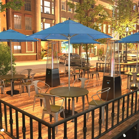 California Umbrella Venture 7.5' Silver Market Umbrella in Frost Blue