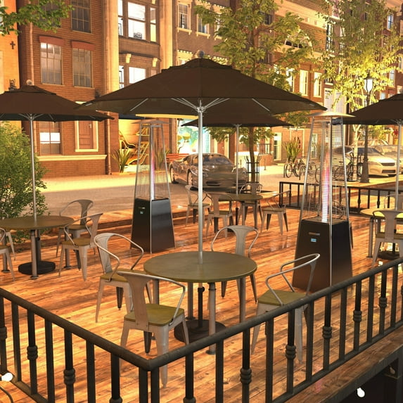 California Umbrella 7.5' Rd. Aluminum Frame, Fiberglass Rib Market Umbrella, Push Open,Anodized Silver Finish, Pacifica Fabric Mocha