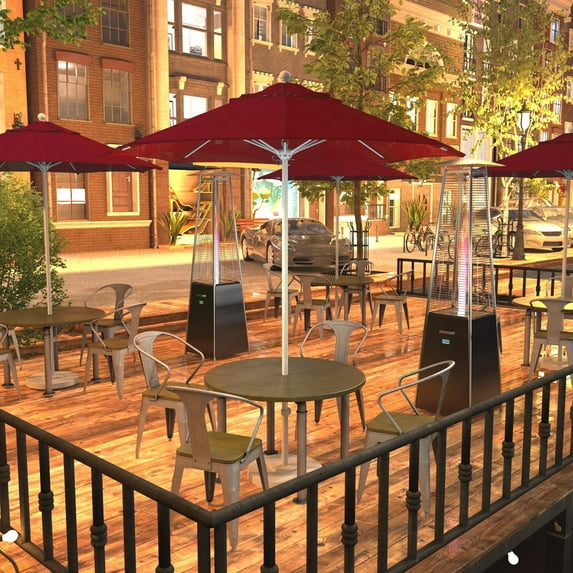 California Umbrella 7.5' Rd.. Aluminum Frame, Fiberglass Rib Market Umbrella, Push Open, White Finish, Pacifica Fabric Red