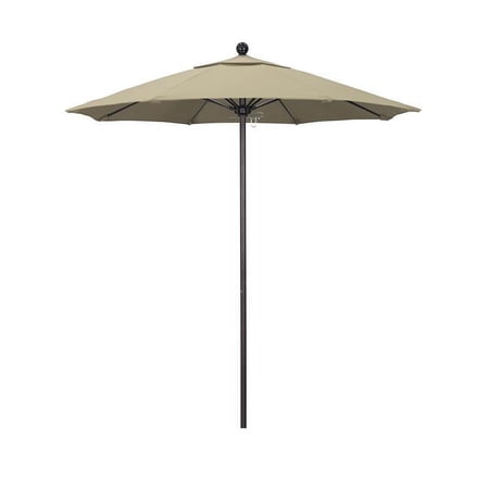 California Umbrella 7.5' Rd.. Aluminum Frame, Fiberglass Rib Patio Umbrella, Push Open, Bronze Finish, Sunbrella Fabric Antique Beige