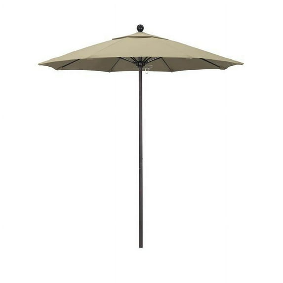 California Umbrella 7.5' Rd.. Aluminum Frame, Fiberglass Rib Patio Umbrella, Push Open, Bronze Finish, Sunbrella Fabric Antique Beige