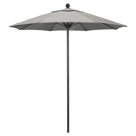 California Umbrella 7.5' Rd.. Aluminum Frame, Fiberglass Rib Patio Umbrella, Push Open, Bronze Finish, Sunbrella Fabric Granite