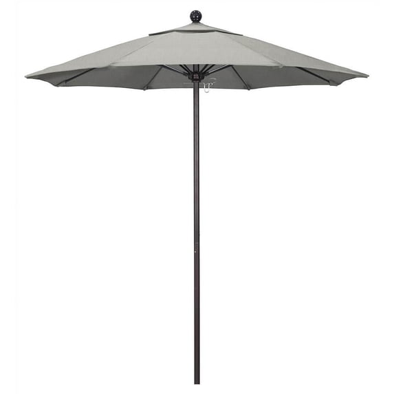 California Umbrella 7.5' Rd.. Aluminum Frame, Fiberglass Rib Patio Umbrella, Push Open, Bronze Finish, Sunbrella Fabric Granite